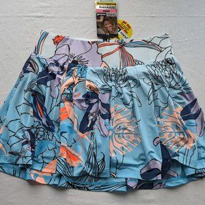 Women's Jamie Sadock 16" Ikebana Print Golf Skort Size 8 Pleated Blue Floral NEW